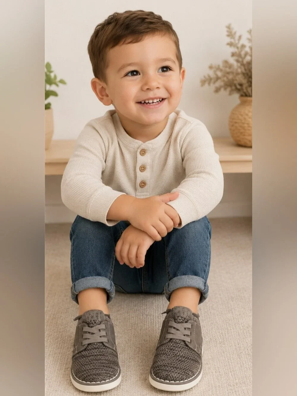 Cat & Jack Toddler Boys Gray Knit Shoes | Sizes 7 & 8 | NWT